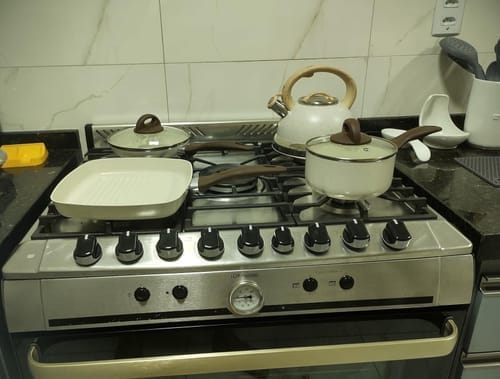 Customer photo review of Brinox - Jogo de Panelas 8 Peças Ceramic Life Smart Plus - Vanilla