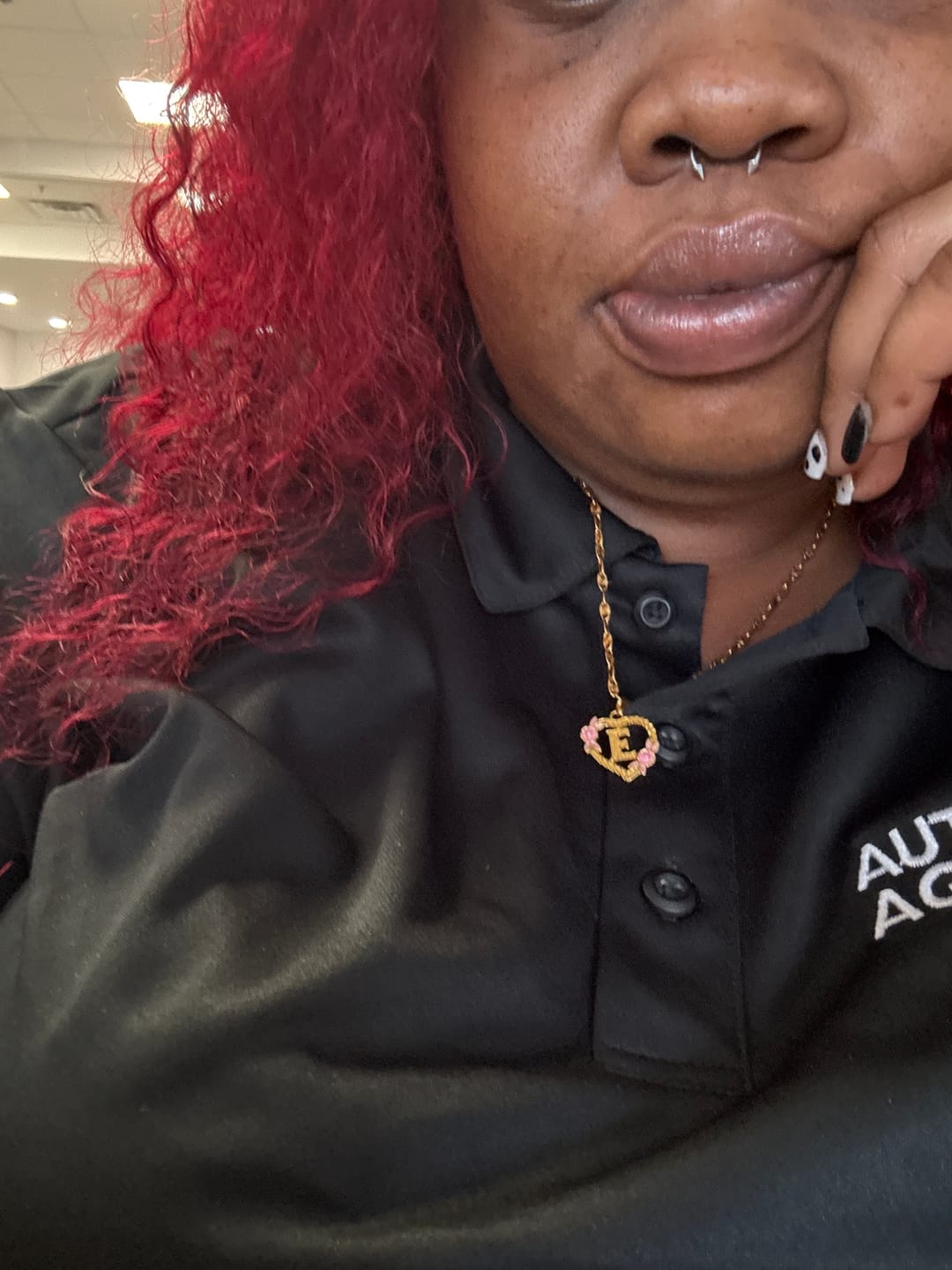 Customer photo review of Flower Initial Necklace w/ Clip Chain