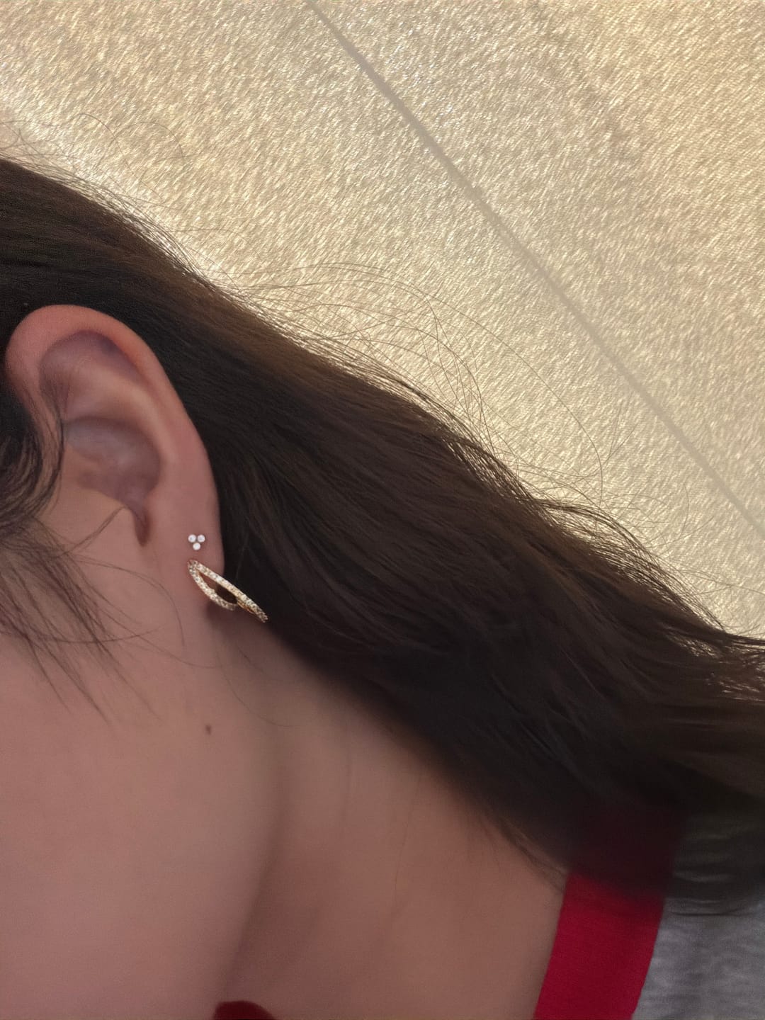 Customer photo review of Par Arracada Doble Con Zirconias