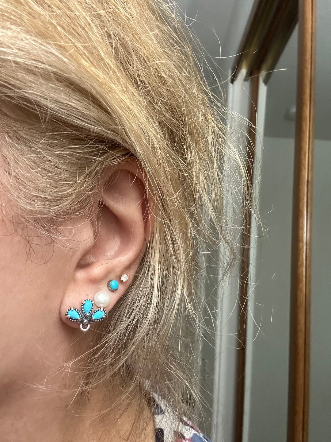 Customer photo review of Carolyn Pollack Sterling Silver Teardrop Turquoise Stud Earrings For Women