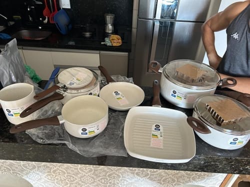 Customer photo review of Brinox - Jogo de Panelas 8 Peças Ceramic Life Smart Plus - Vanilla