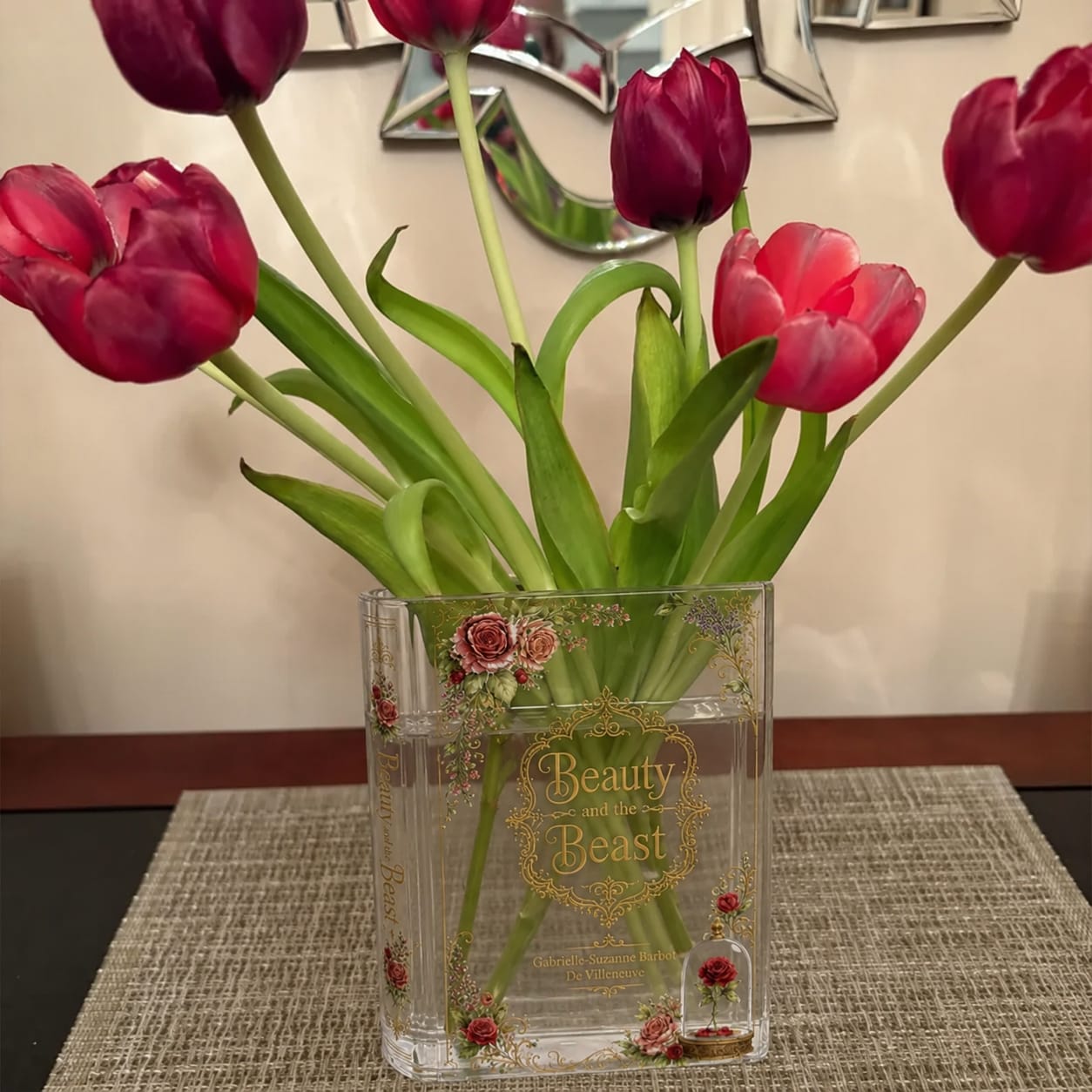 Customer photo review of Beauty and the Beast Acrylic Book Vase Book Lover Gift