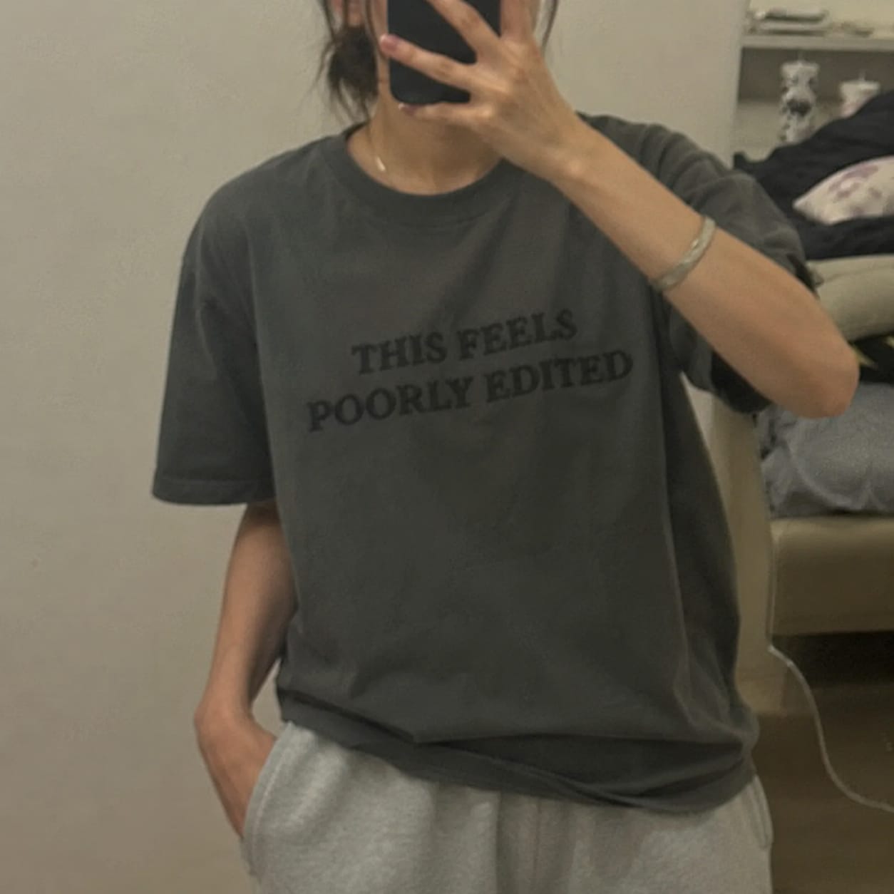 Customer photo review of This Feels Poorly Edited Embroidered Comfort Colors T-Shirt | Funny Reader Gift