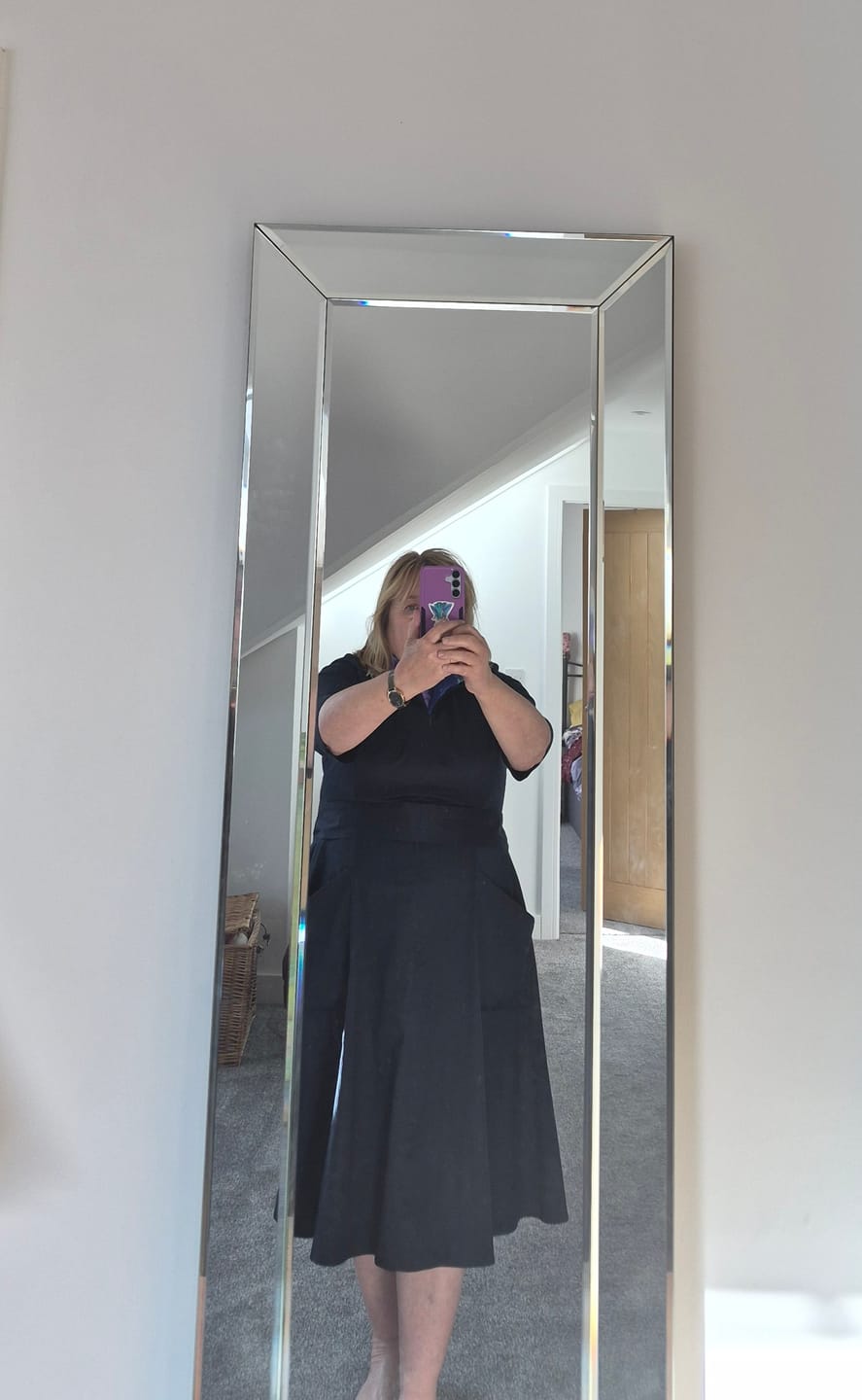 Customer photo review of The 'Zip Pocket' Dress in Navy