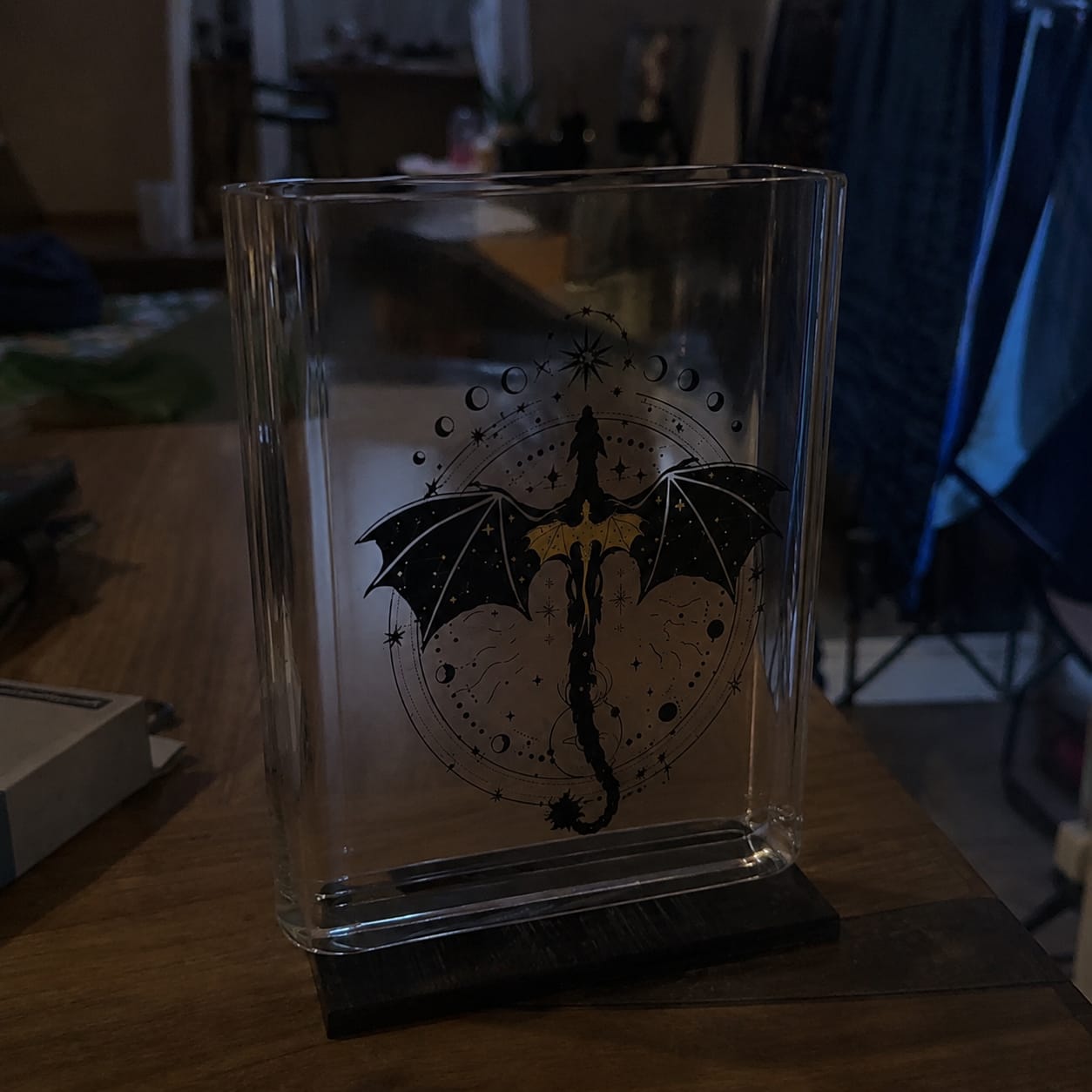 Customer photo review of Black Dragon Acrylic Book Vase Book Lover Gift