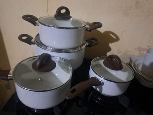 Customer photo review of Brinox - Jogo de Panelas 8 Peças Ceramic Life Smart Plus - Vanilla