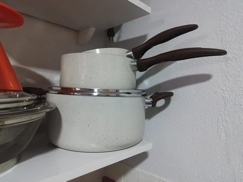 Customer photo review of Brinox - Jogo de Panelas 8 Peças Ceramic Life Smart Plus - Vanilla