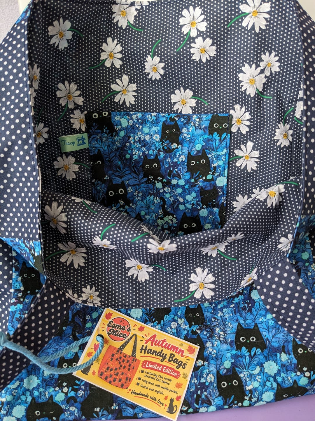 Customer photo review of White Flowers and Polka Dots Polycotton Fabric