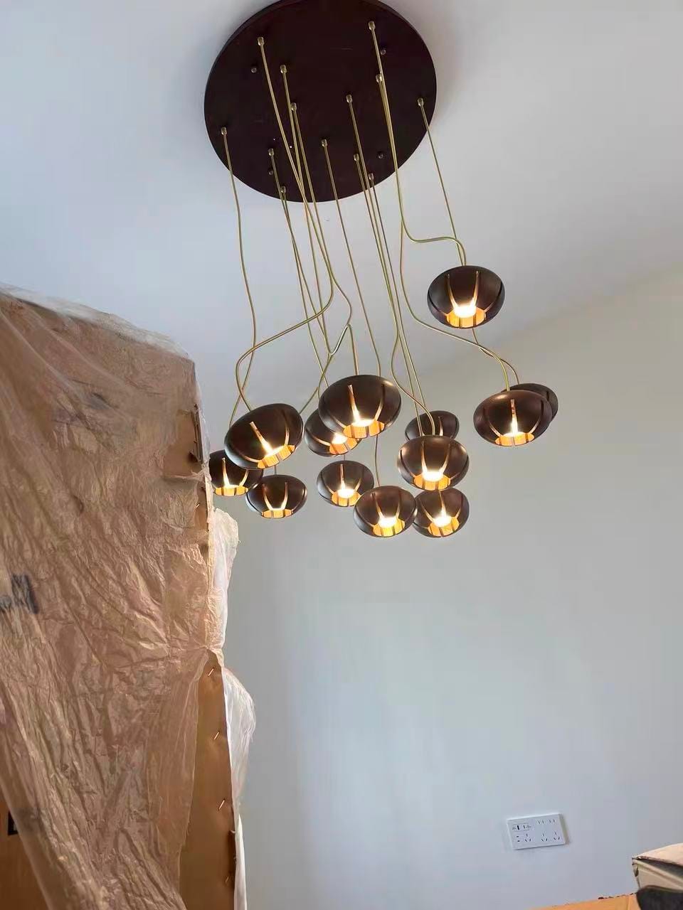 Customer photo review of WOMO Cluster Multi‑Light Wood Chandelier-WM3271