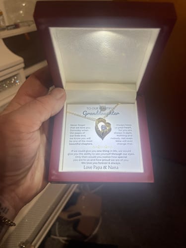 Customer photo review of Gift for Granddaughter from Grandpa Forever Love Necklace with Message