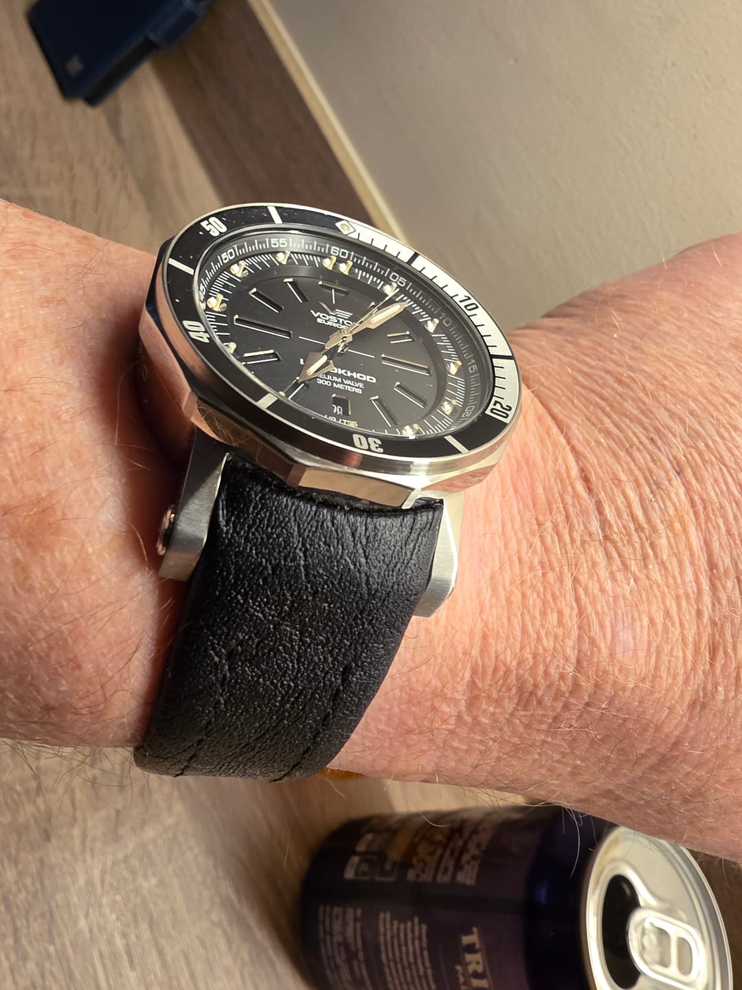 Customer photo review of LUNOKHOD BLACK LEATHER STRAP - POLISHED BUCKLE