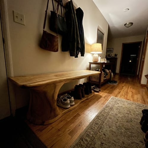 Customer photo review of Rustic Natural Edge Wooden Shoe Bench Entry Hall