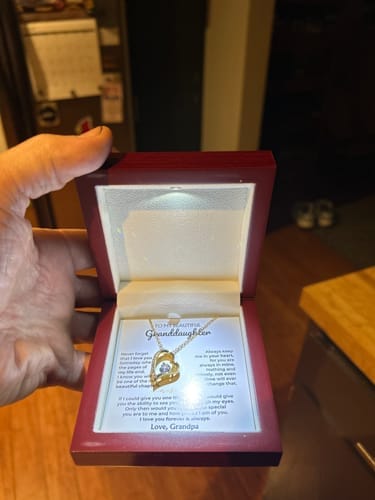 Customer photo review of Gift for Granddaughter from Grandpa Forever Love Necklace with Message