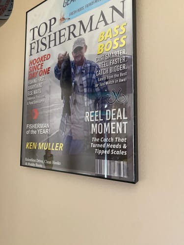 Customer photo review of Custom Fishing Magazine Cover, Personalized Fishing Gifts for Men, Fly Fishing Gifts for Him, Fishing Dad Gift, Angler Funny Fisherman Gift