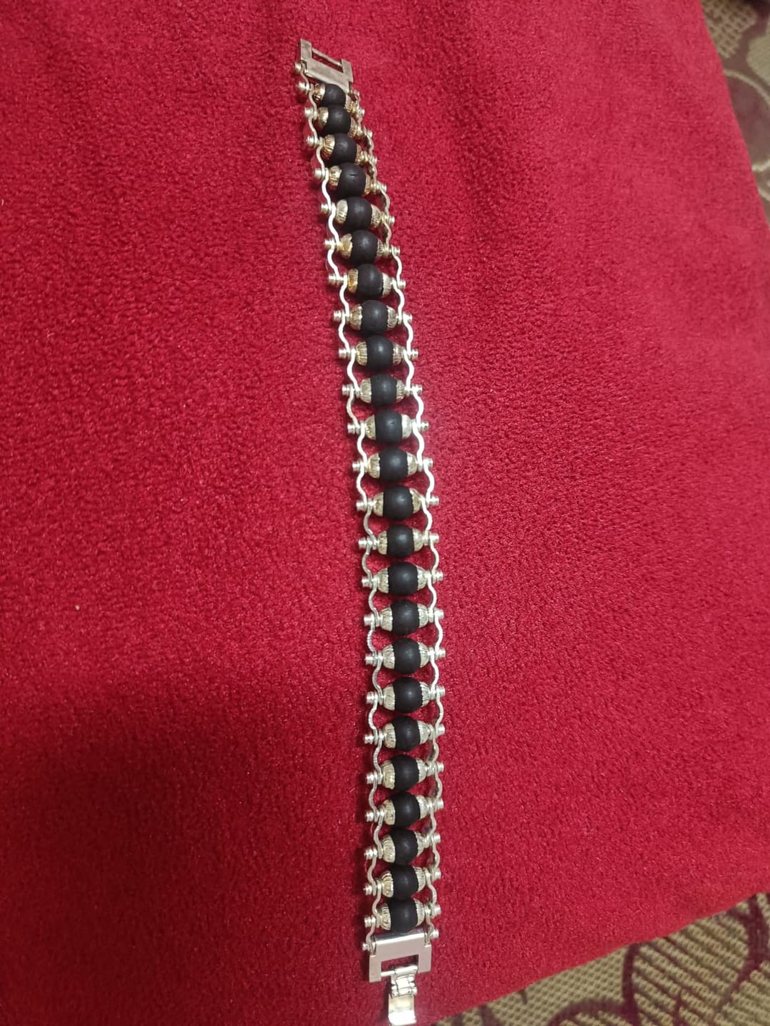 Customer photo review of Silver Plated Karungali Modern Bracelet - Natural Ebony Wood