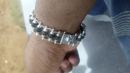 Customer photo review of Silver Plated Karungali Modern Bracelet - Natural Ebony Wood