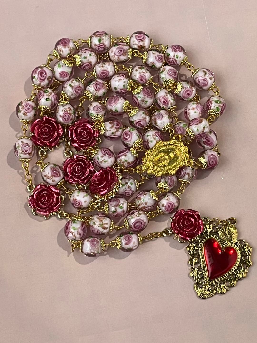 Customer photo review of SolaceBeads Handmade Floral Glass Rosary : Lampworkbeads Beads with Rose, Crafted With Devout Spirit