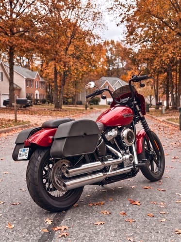 Customer photo review of 28L - Panzer Medium Quick Mount Leather Saddlebags For Harley Softail Street Bob FXBB/S