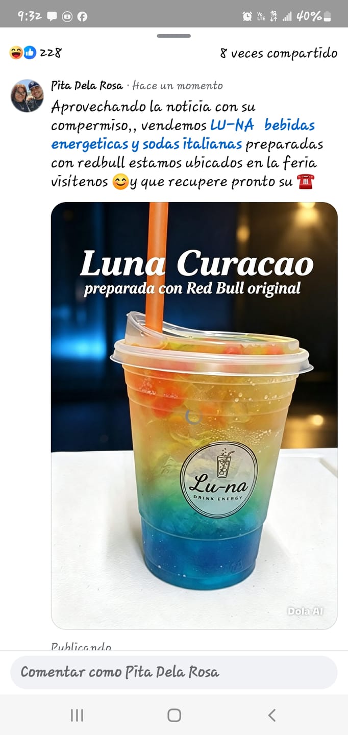 Customer photo review of Jarabe DaVinci Blue Curacao Botella 1 Litro