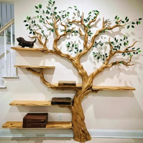 Customer photo review of Rustic Tree Bookshelf Living And Library Wall