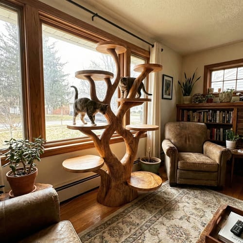 Customer photo review of Rustic Organic Cat Tree Sculptural Pet Furniture