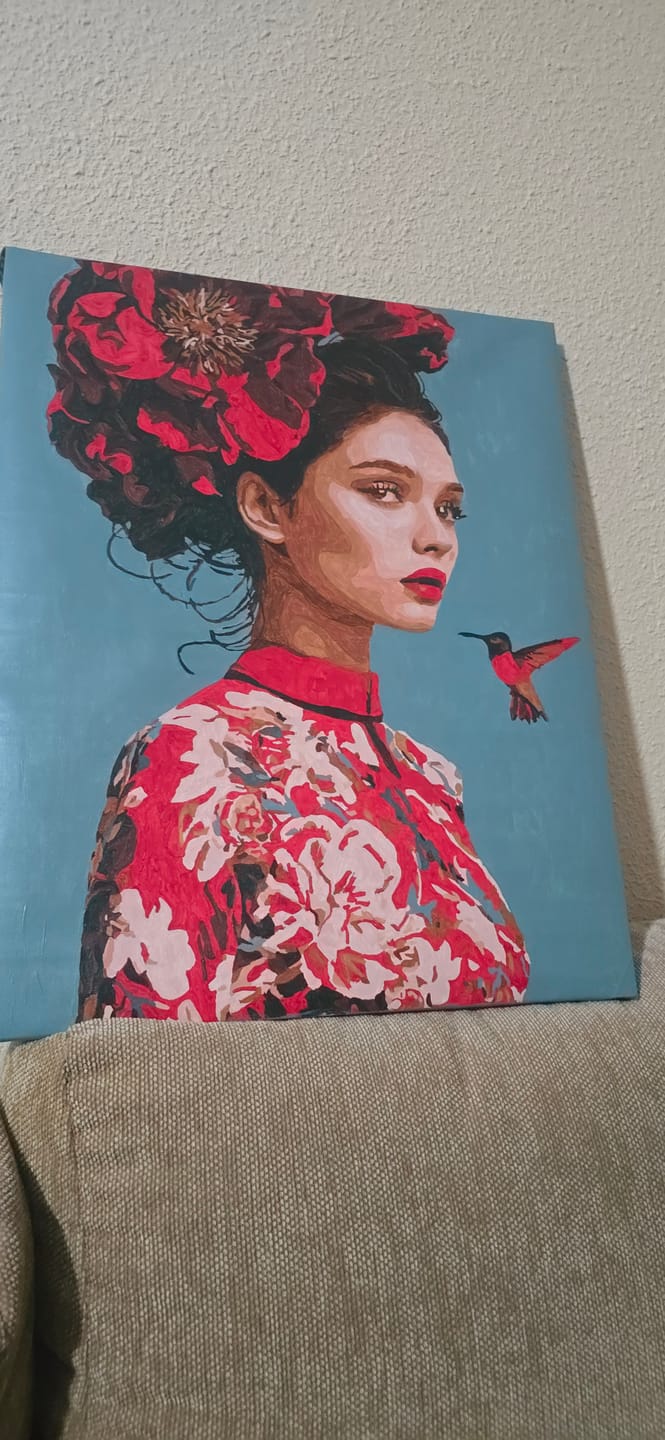 Customer photo review of Scarlet Blossom Muse | Paint by Number