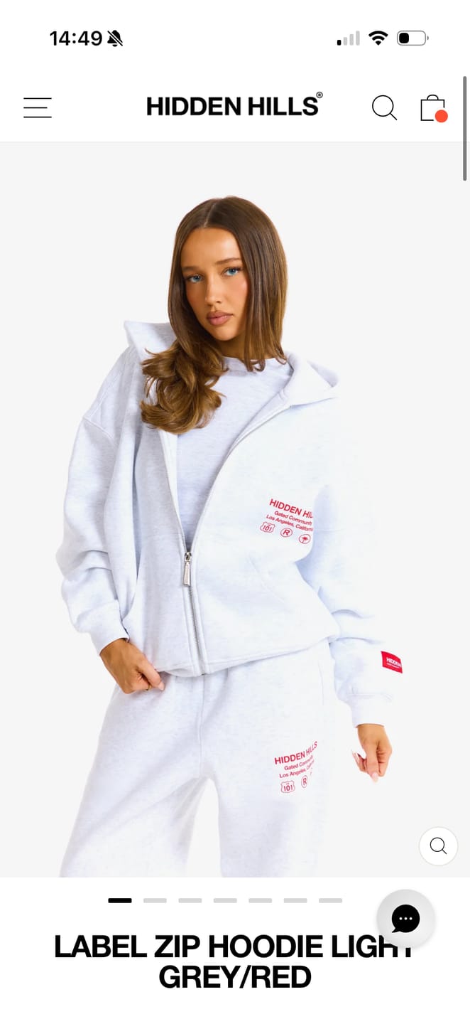 Customer photo review of LABEL ZIP HOODIE LIGHT GREY/RED