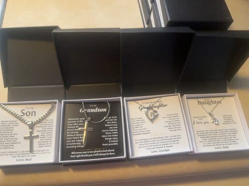 Customer photo review of Gift for Granddaughter from Grandpa Forever Love Necklace with Message