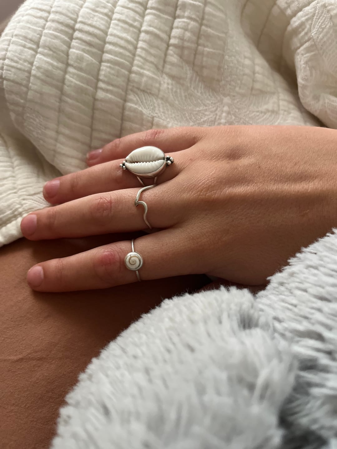 Customer photo review of Dainty Shiva Shell Ring