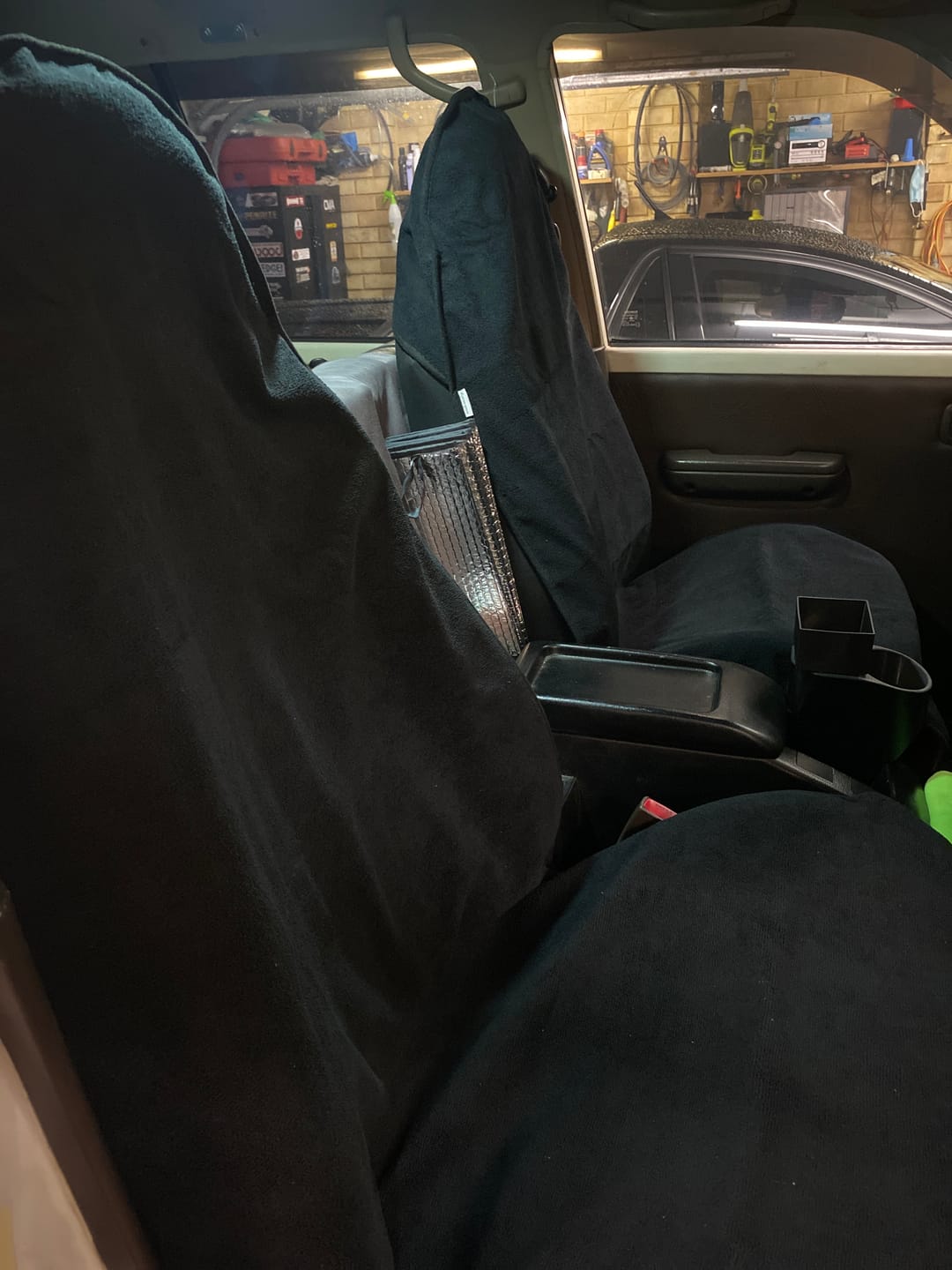 Customer photo review of Waterproof Car Seat Towel – Black | Towel Society