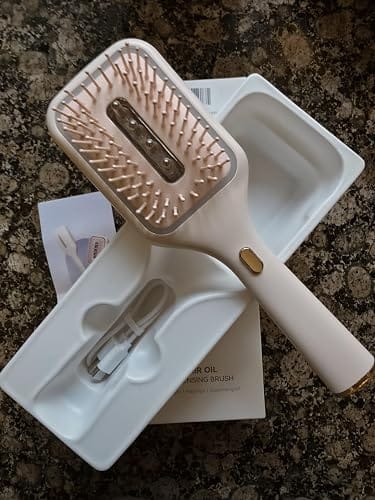 Customer photo review of RootGlow™ LED Scalp Massage Brush — Red Light Glow, Vibration & Oil Applicator