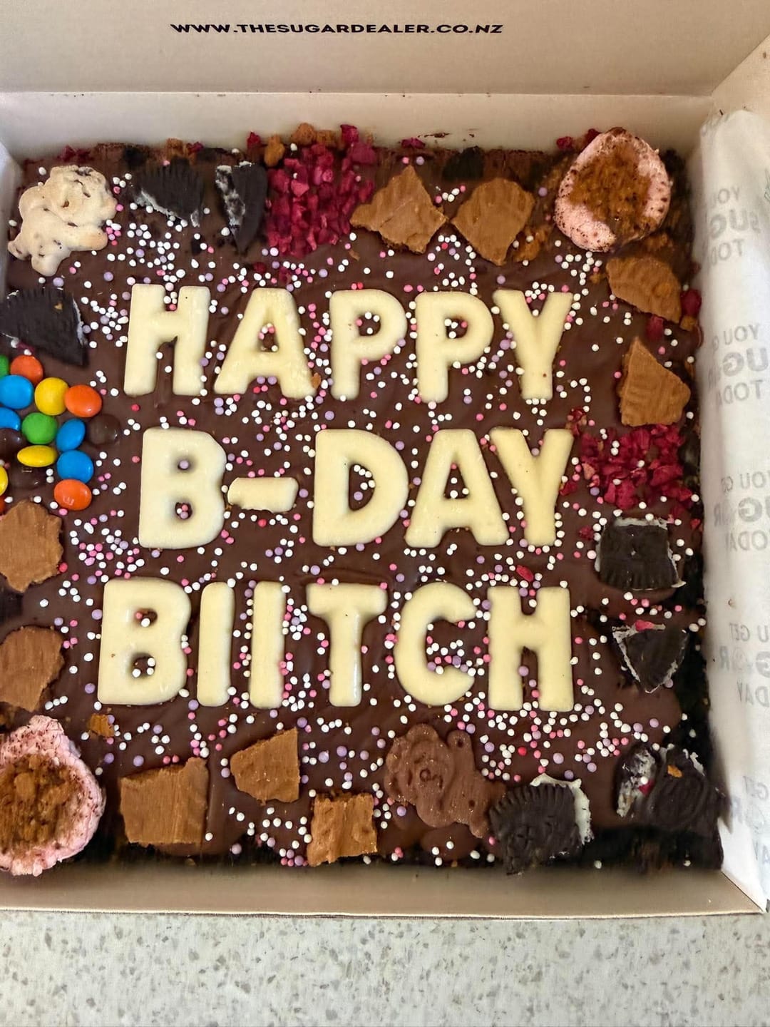 Customer photo review of Custom message loaded brownie