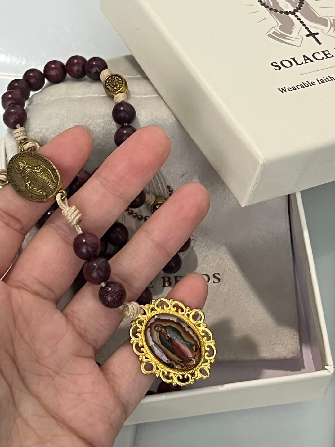Customer photo review of SolaceBeads Purpleheart Wood Our Lady of Seven Sorrows Rosary Chaplets