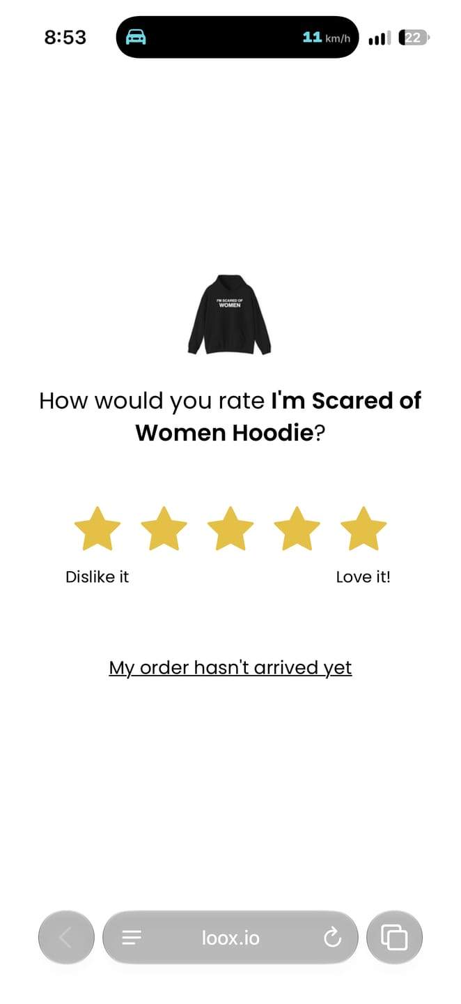 Customer photo review of I'm Scared of Women Hoodie
