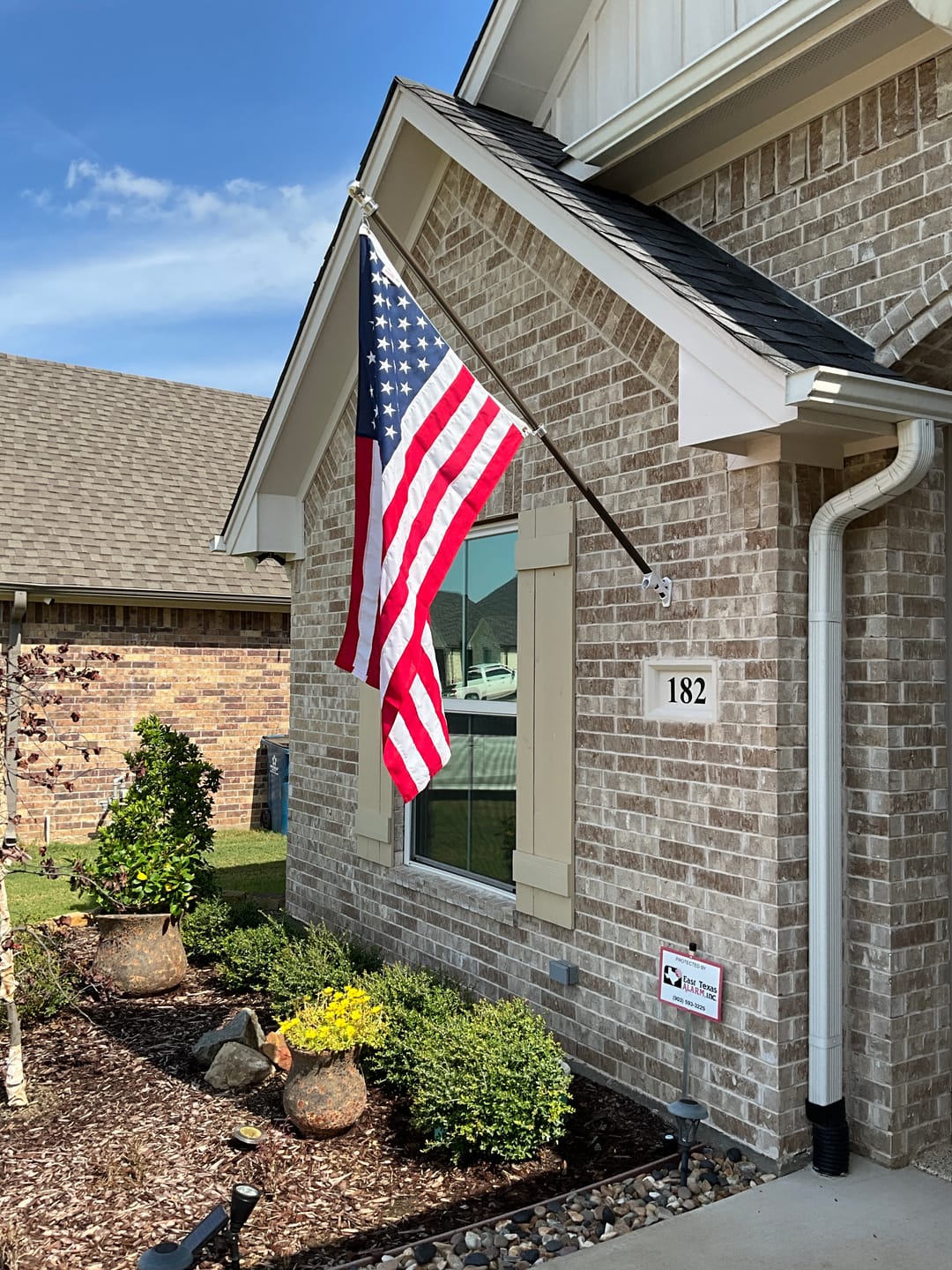 Customer photo review of NEW! Prestige House Flag Pole - A Complete Wall-Mounted Kit