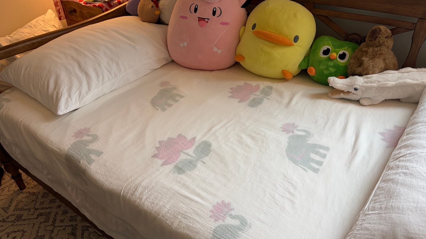 Customer photo review of Padma Organic Muslin Blanket — Hand Block Printed
