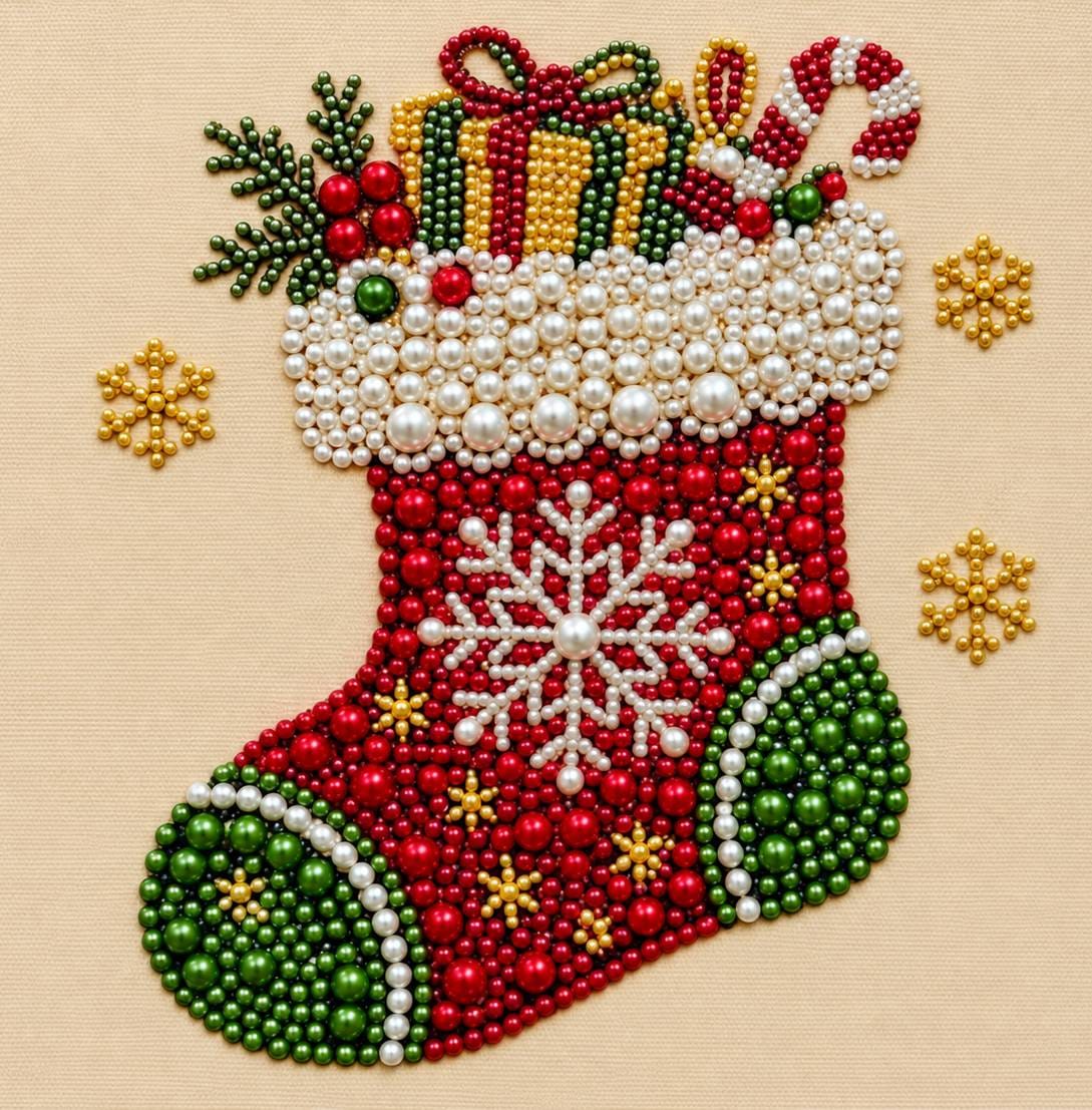 Customer photo review of Pearl Diamond Painting Kit - Snowflake Christmas Stocking