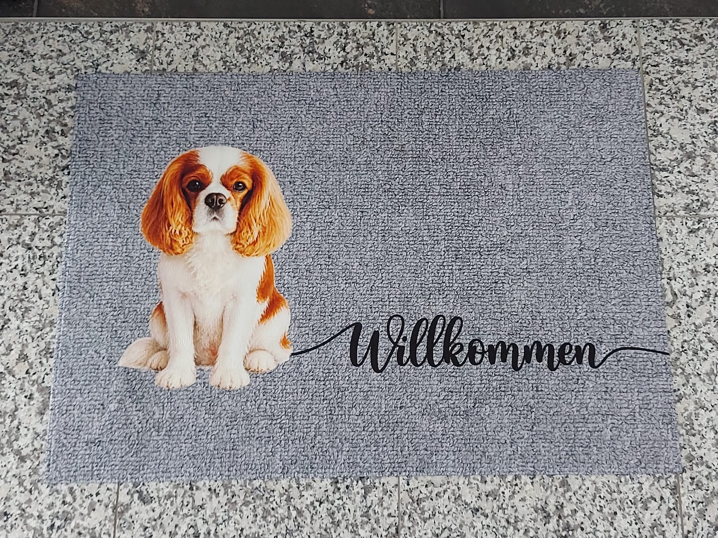 Customer photo review of Personalisierte Fußmatte - Willkommen mit Haustierporträt