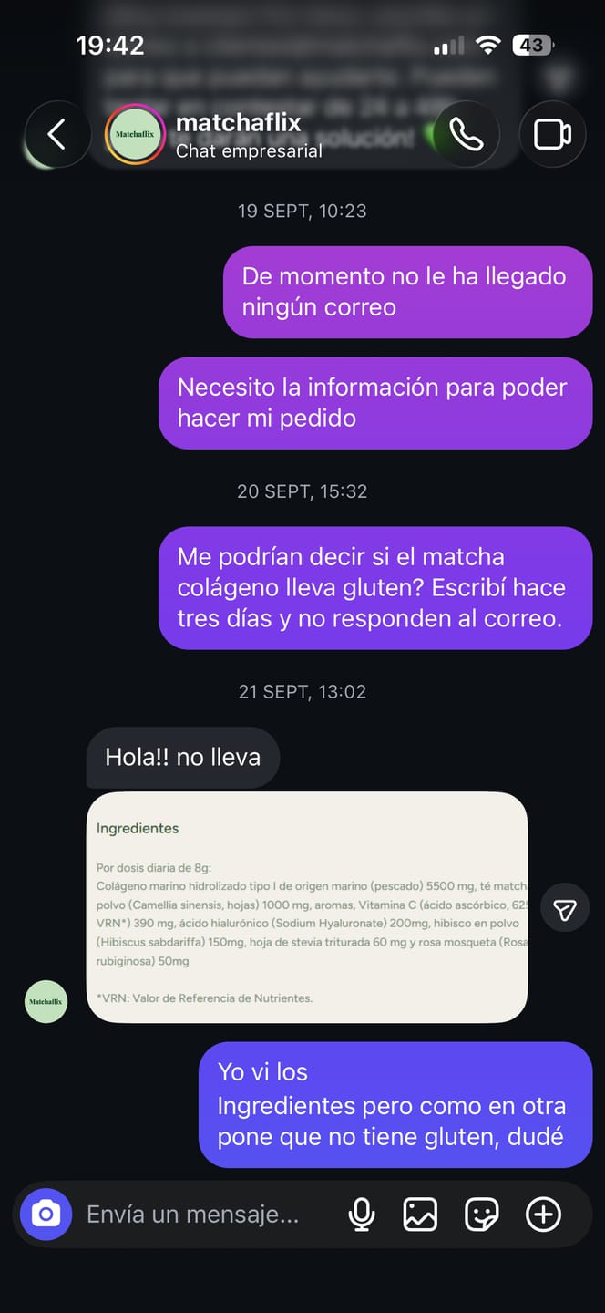 Customer photo review of Té Matcha con Colágeno