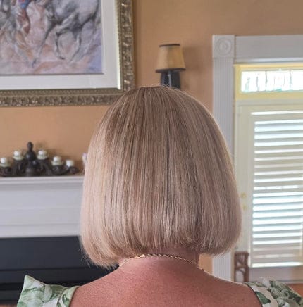 Customer photo review of Breathable High Quality Hair Topper with Bangs for Women