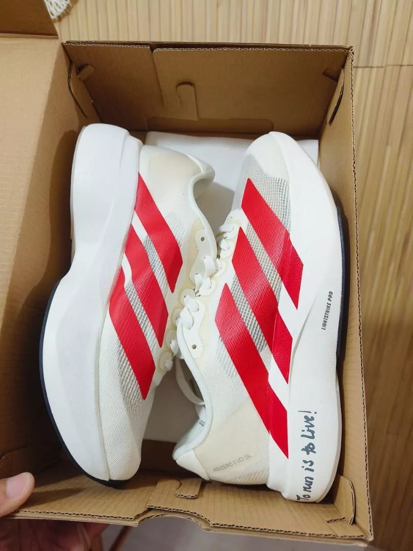 Customer photo review of Adidas Adizero EVO SL Off White Better Scarlet - ADS