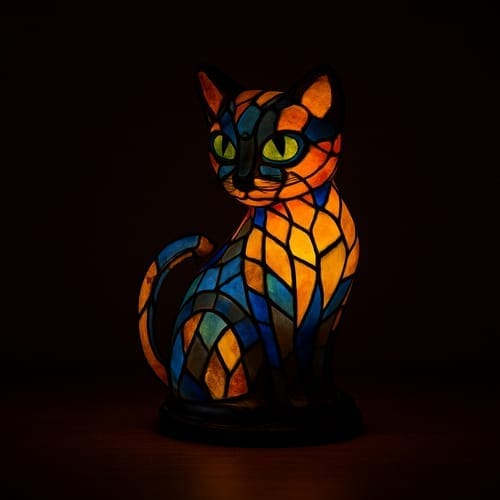 Customer photo review of Luminous cat – handmade lamp that makes hearts shine