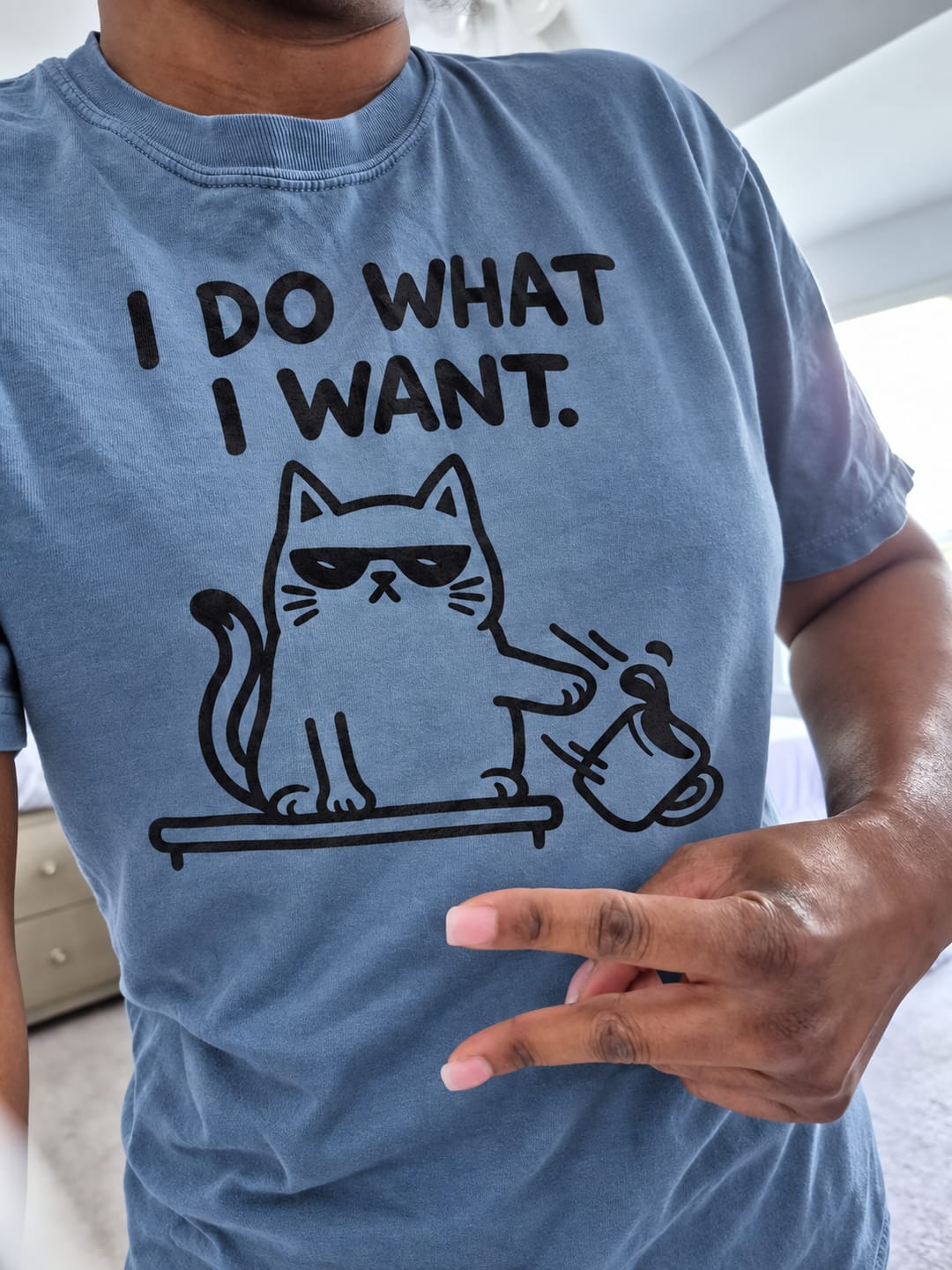 Customer photo review of I Do What I Want Cat T-Shirt