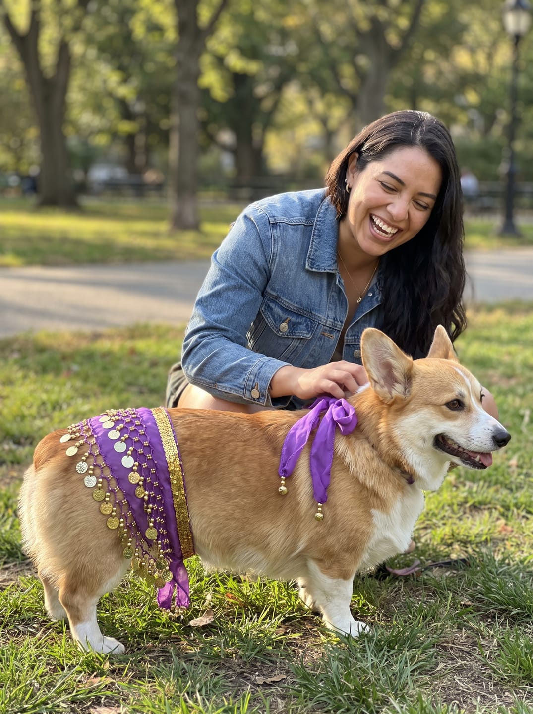 Customer photo review of WigglePup Jingle Scarf – Belly Dance Hip Scarf for Dogs