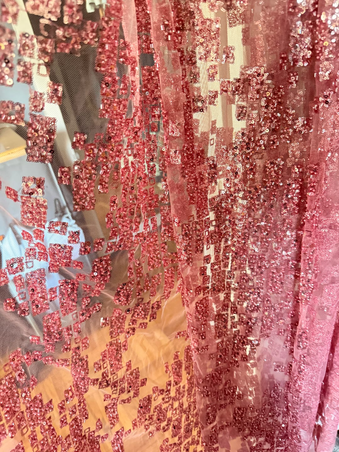 Customer photo review of Blush Pink Geometric Mosaic Sequin Lace