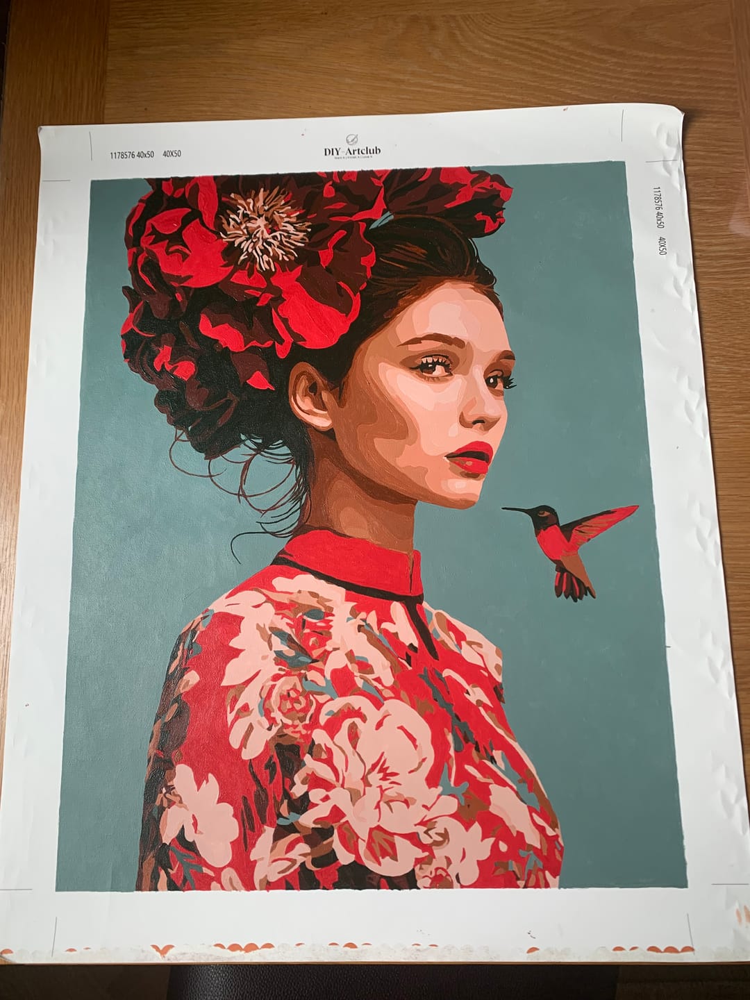 Customer photo review of Scarlet Blossom Muse | Paint by Number