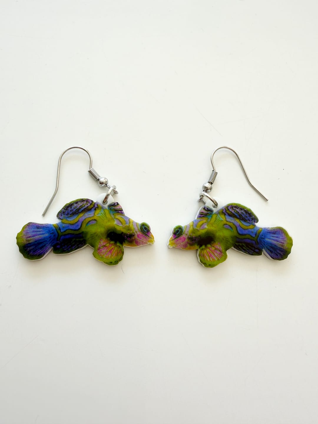 Customer photo review of Mandarin Fish Earrings - blue or green