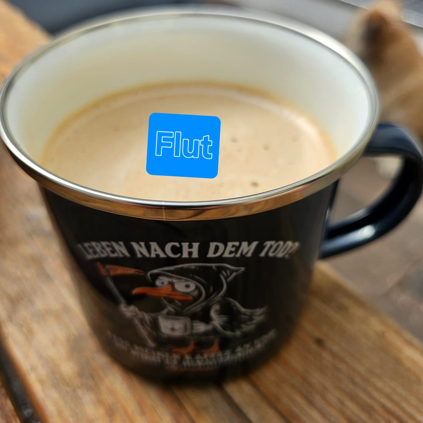 Customer photo review of Leben nach dem Tod Kaffee · Emaille Tasse