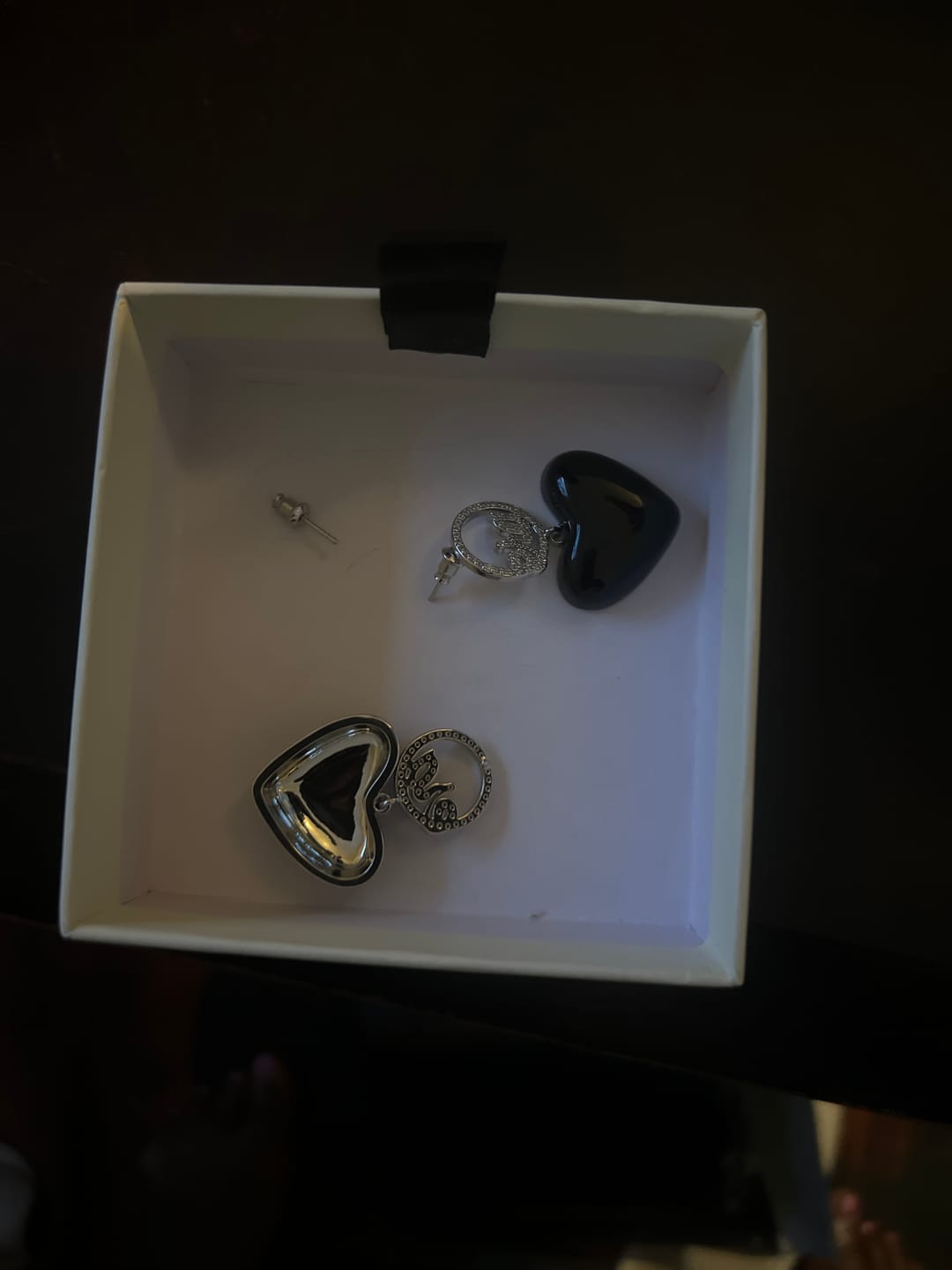 Customer photo review of Black Era Adore Silver Earrings