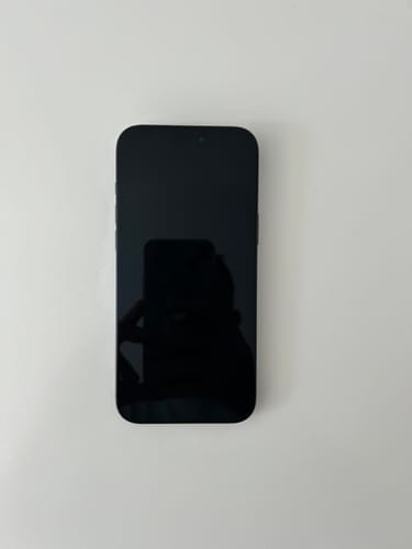 Customer's Apple iPhone 17 Pro Max with a dark, reflective screen on a plain background.